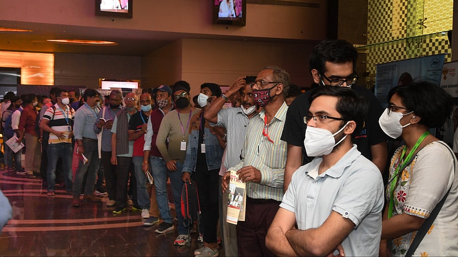 <div class="paragraphs"><p>Delegates wait in a long queue for an international film at an&nbsp;earlier edition of BIFFes.&nbsp;</p></div>