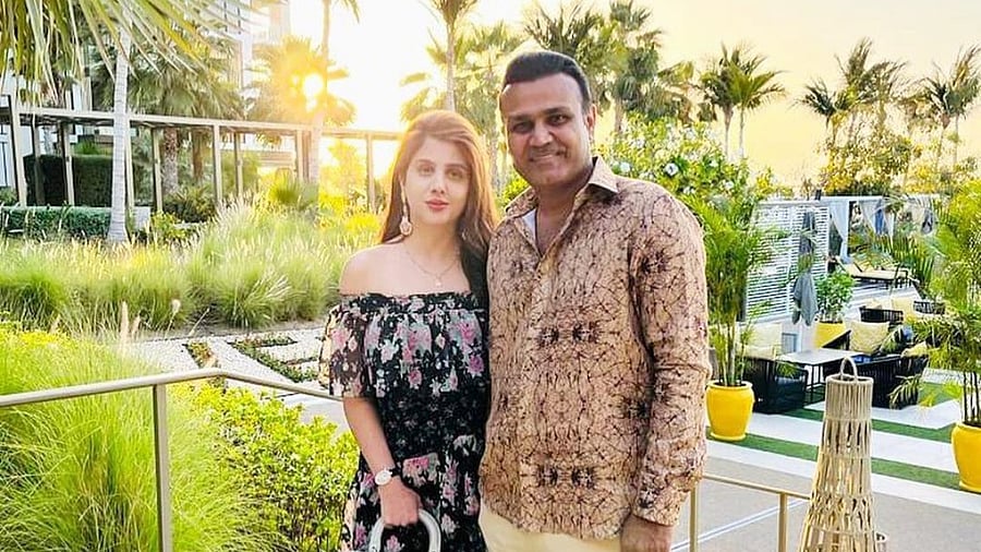 <div class="paragraphs"><p>Virender Sehwag and his wife Aarti Ahlawat</p></div>