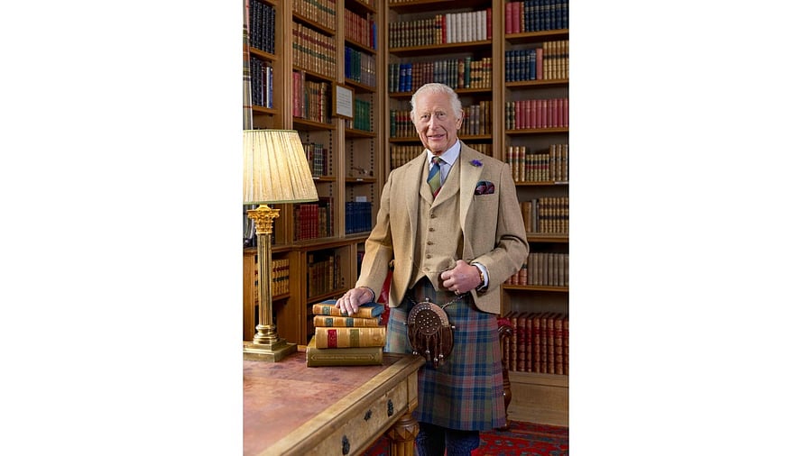 <div class="paragraphs"><p>Britain's King Charles wears a kilt made from The King Charles III tartan ahead of Burns Night, as he stands in the library at Balmoral Castle, Scotland</p></div>