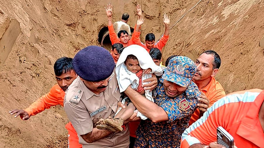 <div class="paragraphs"><p>Between 2009 and 2019, 40 children have fallen into open borewells. In pic, a two-year-old child is rescued by the National and State Disaster Response Forces in Rajasthan.</p></div>