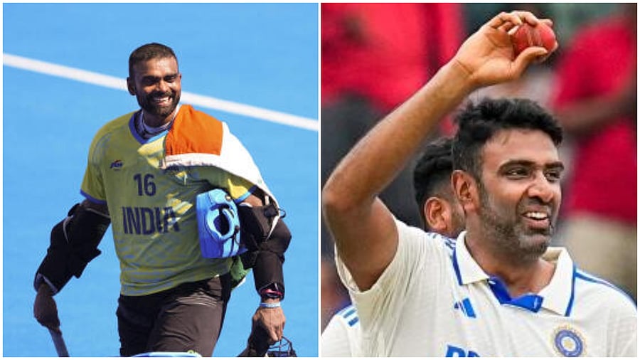<div class="paragraphs"><p>PR Sreejesh (L), R Ashwin.&nbsp;</p></div>