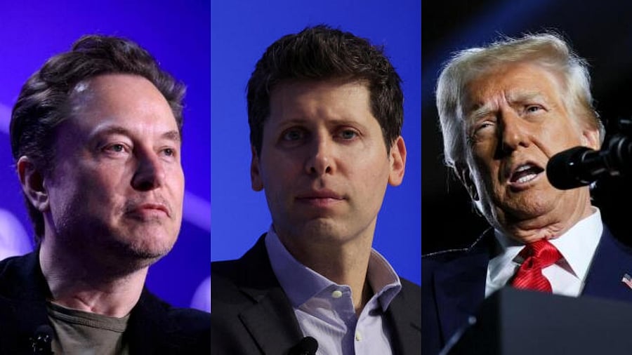 <div class="paragraphs"><p>Tesla CEO Elon Musk (L),&nbsp;OpenAI CEO Sam Altman (centre) and US President Donald Trump (R).</p></div>