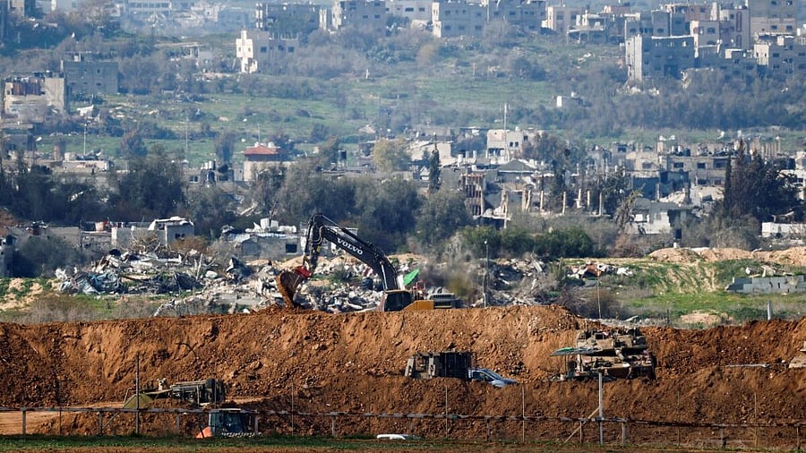 <div class="paragraphs"><p>Israeli military vehicles operate inside Gaza, amid a ceasefire.&nbsp;</p></div>