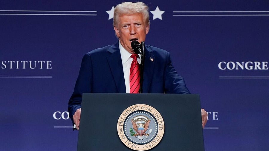 <div class="paragraphs"><p>US President Donald Trump attends a House Republican members conference meeting in Miami.</p></div>