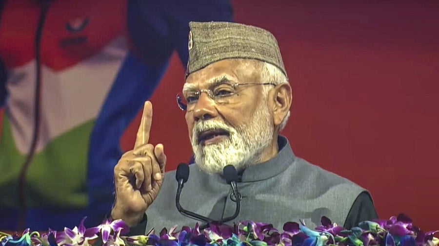 <div class="paragraphs"><p>Prime Minister Narendra Modi addresses a gathering during the opening ceremony of 38th National Games in Dehradun, Uttarakhand.</p></div>