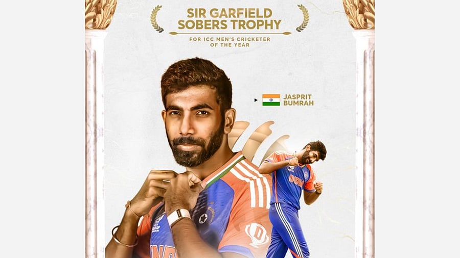 <div class="paragraphs"><p>ICC's poster for Jasprit Bumrah.</p></div>