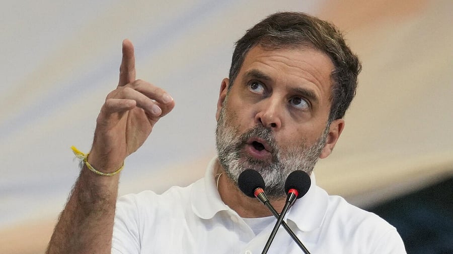 <div class="paragraphs"><p>Rahul Gandhi speaks while addressing an election rally in Delhi.&nbsp;</p></div>