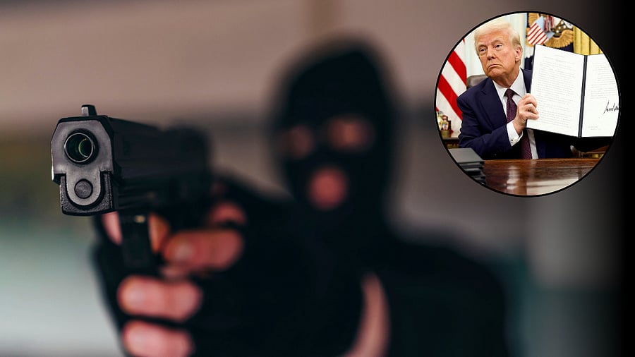 <div class="paragraphs"><p>Image showing a masked gunman and US President Donald Trump. For representational purposes.</p></div>