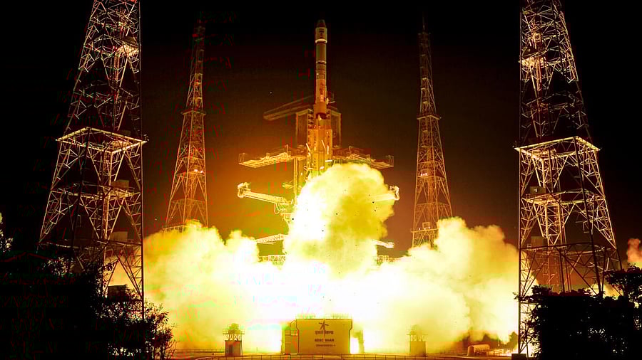 <div class="paragraphs"><p>ISRO's Geosynchronous Satellite Launch Vehicle (GSLV-F15) carrying navigation satellite NVS-02, lifts off from the Satish Dhawan Space Centre (SDSC), in Sriharikota, Andhra Pradesh.</p></div>
