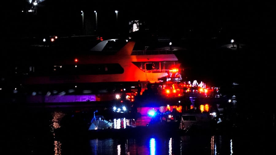 <div class="paragraphs"><p>Debris is seen at the site of the crash, after American Eagle flight 5342 collided with a Black Hawk helicopter while approaching Reagan Washington National Airport and crashed into the Potomac River, US, January 30, 2025/</p></div>