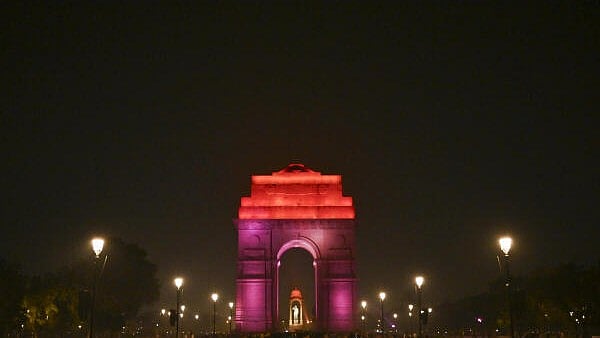 <div class="paragraphs"><p>India Gate illuminated in purple and orange on the occasion of World Neglected Tropical Diseases Day, in New Delhi.</p></div>