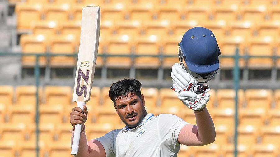 <div class="paragraphs"><p>Haryana captain Ankit Kumar celebrates after scoring a century against Karnataka during their Ranji Trophy matchin Bengaluru on Friday. </p></div>