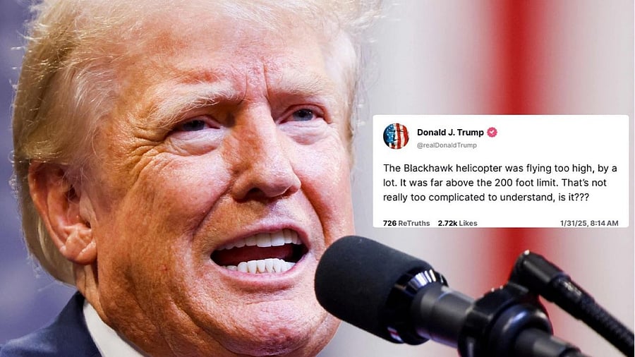 <div class="paragraphs"><p>President Donald Trump. Inset: Screengrab of Truth Social post</p></div>