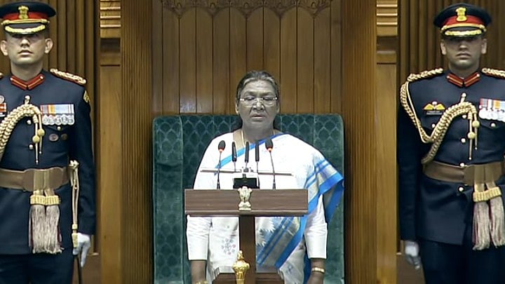 <div class="paragraphs"><p>President Murmu addressing the session.</p></div>