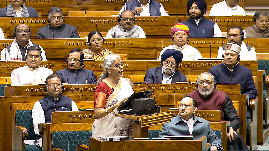 <div class="paragraphs"><p>Union Finance Minister Nirmala Sitharaman presents the Union Budget 2025-26 in the Lok Sabha, in New Delhi on Saturday.&nbsp;</p></div>