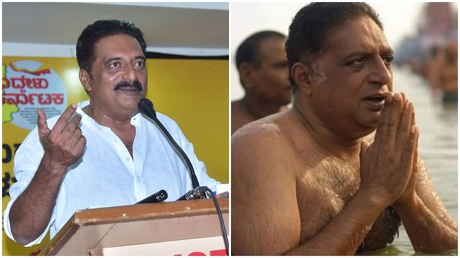 <div class="paragraphs"><p>(From L to R) Actor Prakash Raj speaking at an event in Bengaluru; the fake photo being circulated on social media </p></div>