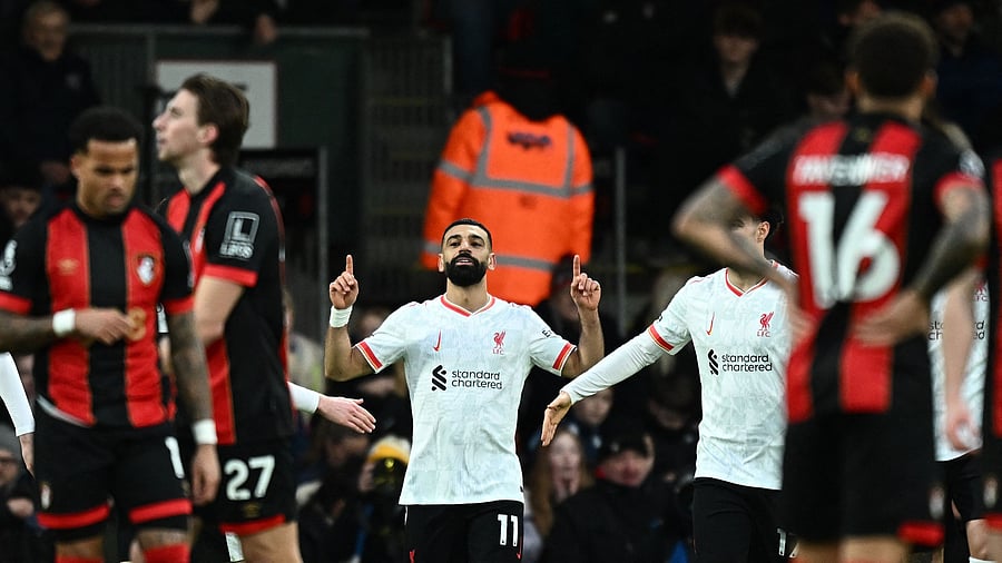 <div class="paragraphs"><p>Mohamed Salah celebrates scoring Liverpool's second goal against Bournemouth.</p></div>
