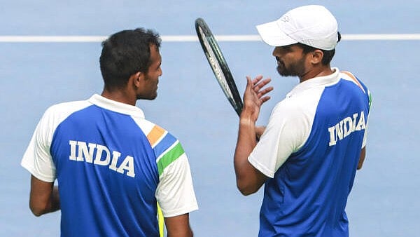 <div class="paragraphs"><p>India's N Sriram Balaji and Rithvik Bollipalli during the Davis Cup 2025 World Group I play-off match against Togo's Thomas Setodji and Padio Isak, in New Delhi, Sunday, Feb. 2, 2025.</p></div>