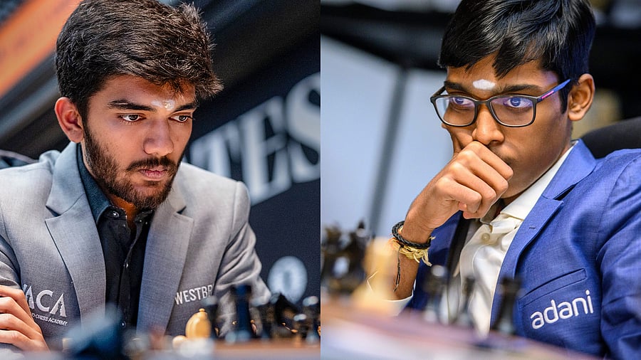 <div class="paragraphs"><p>Indian chess players D Gukesh (L) and R Praggnanandhaa (R).</p></div>