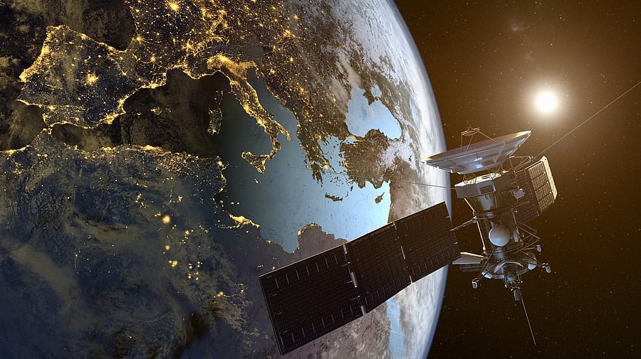 <div class="paragraphs"><p>Image showing a satellite orbiting the Earth.</p></div>