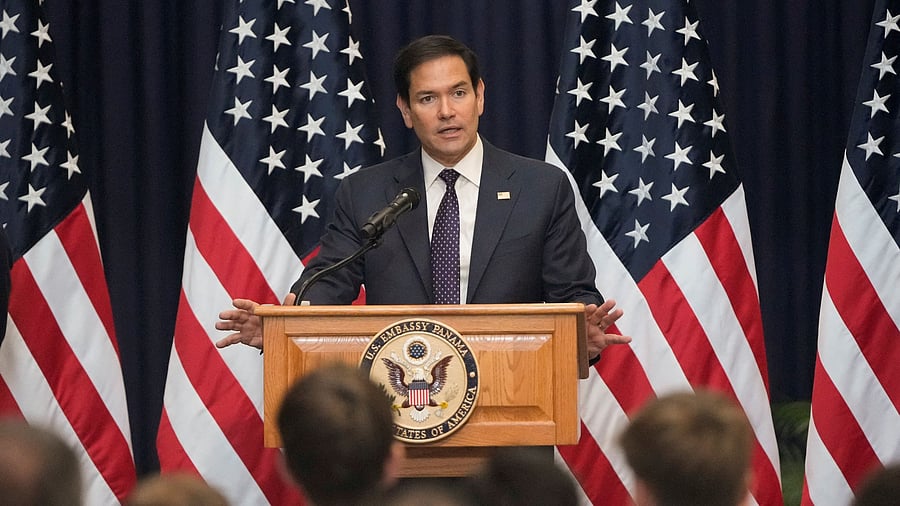 <div class="paragraphs"><p>US Secretary of State Marco Rubio speaks to employees and families during a meet-and-greet at the United States Embassy in Panama City</p></div>