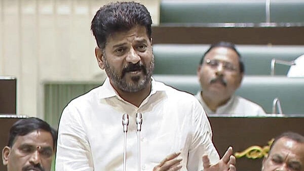 <div class="paragraphs"><p>Telangana Chief Minister Revanth Reddy speaks during the state Assembly session, in Hyderabad</p></div>