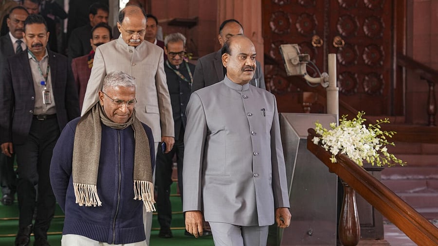 <div class="paragraphs"><p>Lok Sabha Speaker Om Birla with Rajya Sabha Deputy Chairman Harivansh Narayan Singh during the Budget session of Parliament, at the Parliament House complex in New Delhi, Tuesday, Feb. 4, 2025.</p></div>