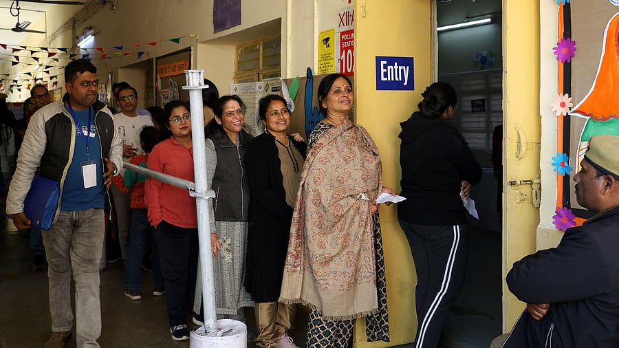 <div class="paragraphs"><p>People queue to vote at a polling station in the state assembly election in New Delhi, February 5, 2025. </p></div>