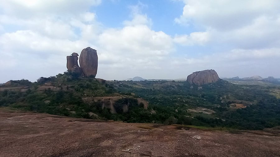 A view of the rocky terrain in Ramanagara district