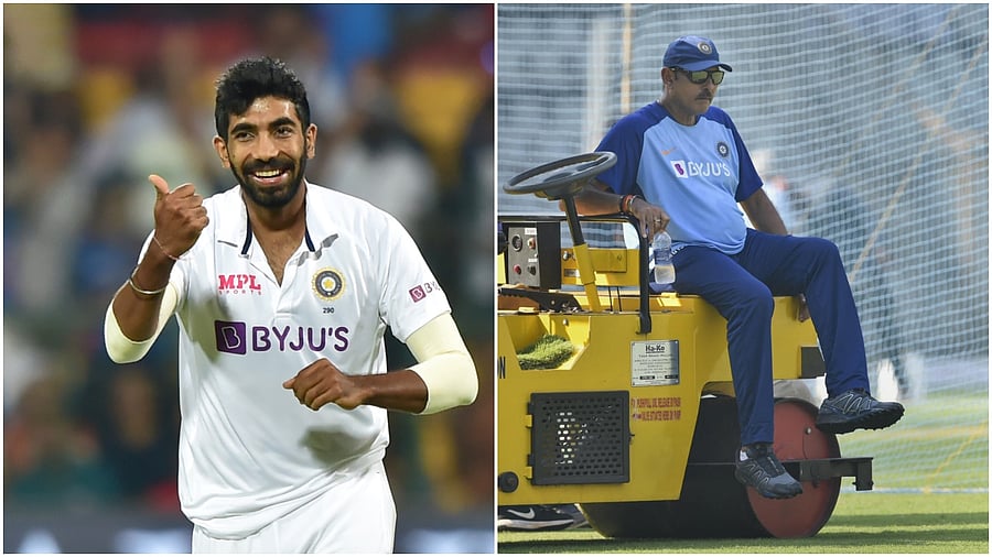 <div class="paragraphs"><p>Jasprit Bumrah (left) and Ravi Shastri.&nbsp;</p></div>