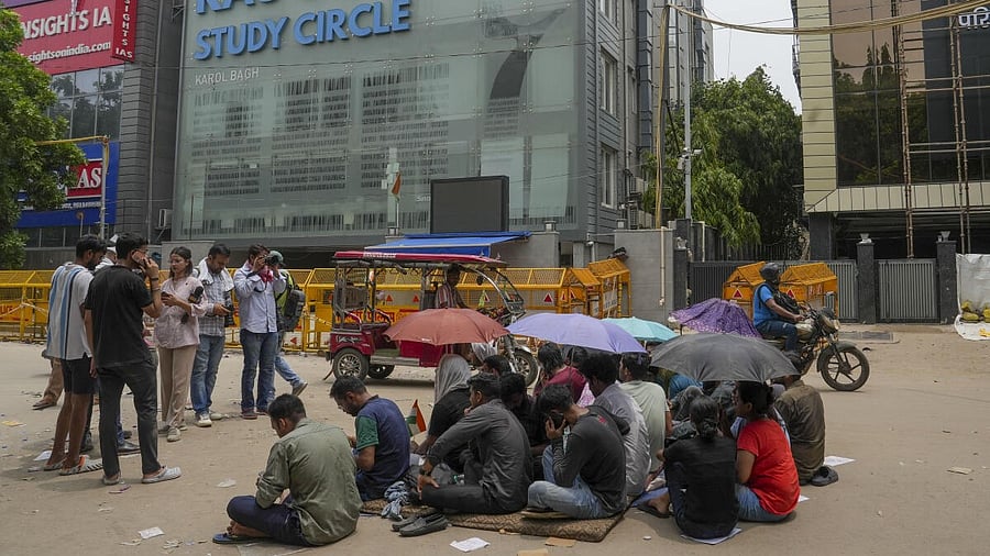 <div class="paragraphs"><p>A file image of students staging protest after the death of three civil services aspirants due to drowning at a coaching centre in Old Rajinder Nagar area in New Delhi.&nbsp;</p></div>