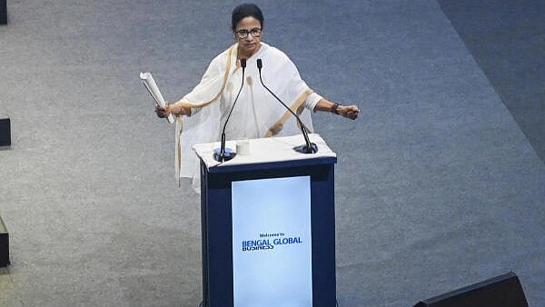 <div class="paragraphs"><p>West Bengal Chief Minister Mamata Banerjee addresses a gathering during the Bengal Global Business Summit 2025, in Kolkata.</p></div>
