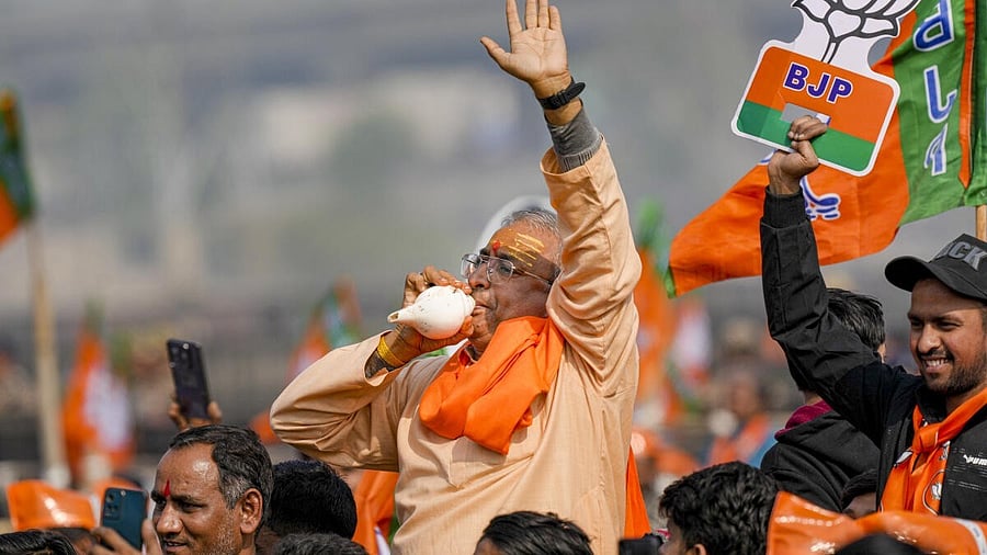 <div class="paragraphs"><p> BJP supporters during a public meeting of Prime Minister Narendra Modi ahead of the Delhi Assembly elections.</p></div>