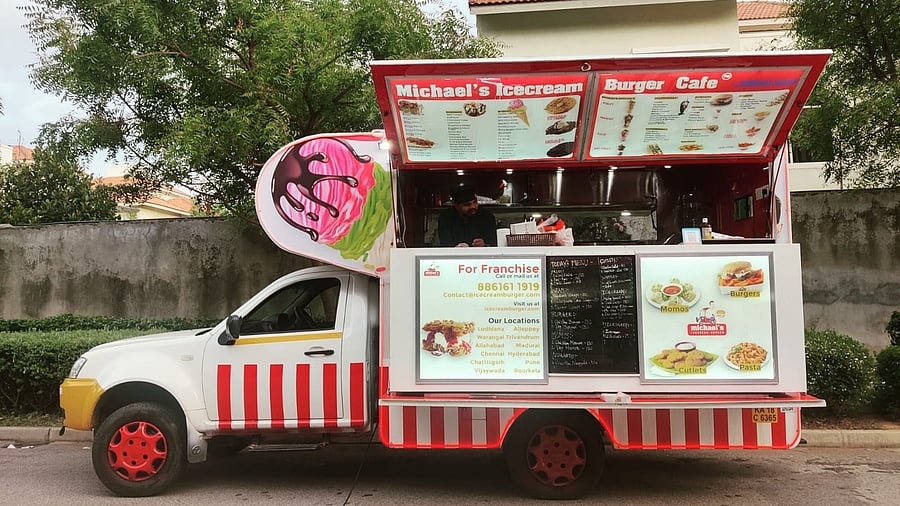 Some food trucks, like Michael’s Icecream Burger Cafe, operate in private properties. 