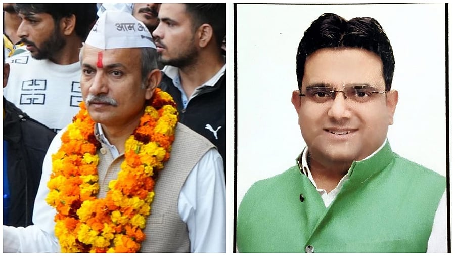 <div class="paragraphs"><p>Aam Aadmi Party (AAP) candidate Virender Singh Kadian; Bharatiya Janata Party (BJP) candidate Bhuvan Tanwar</p></div>