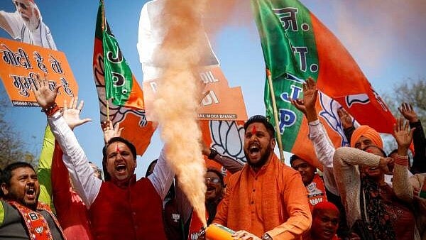 <div class="paragraphs"><p>BJP supporters celebrate in New Delhi</p></div>
