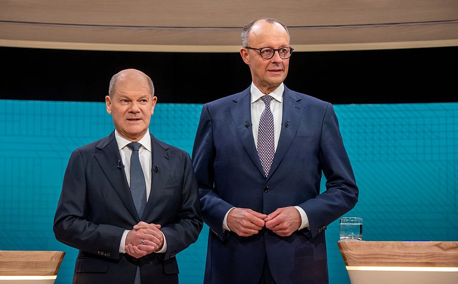 <div class="paragraphs"><p>Scholz and Merz in Berlin, Germany, February 9, 2025.    </p></div>