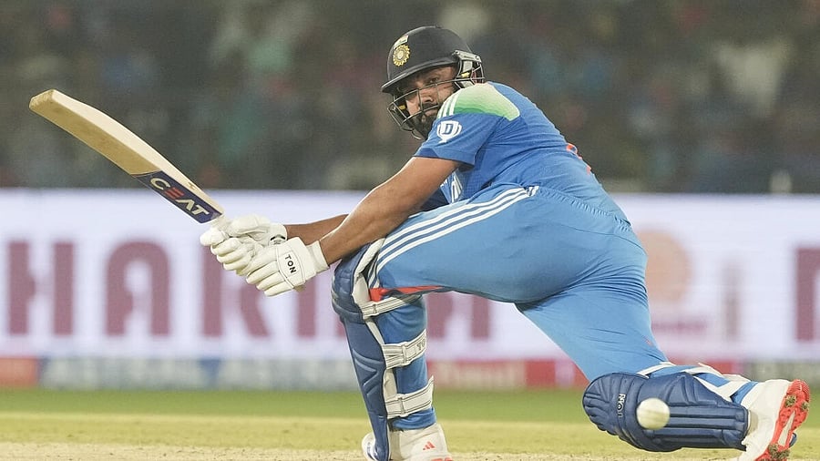 <div class="paragraphs"><p>Indian captain Rohit Sharma plays a shot during the second One Day International (ODI) cricket match of a series between India and England, at Barabati Stadium, in Cuttack, Odisha, Sunday, Feb. 9, 2025.</p></div>