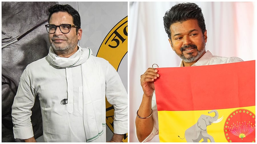 <div class="paragraphs"><p>Political strategist Prashant Kishor; actor-politician Vijay</p></div>