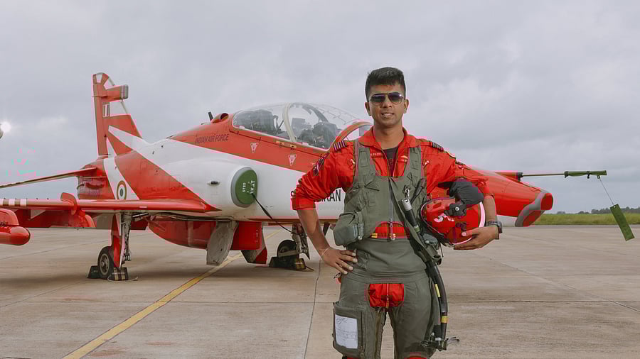 <div class="paragraphs"><p>Wing Commander Arjun K Patel, from Jayamahal, Bengaluru, will be among the nine Surya Kiran pilots showcasing their aerobatic skills on Monday. </p></div>
