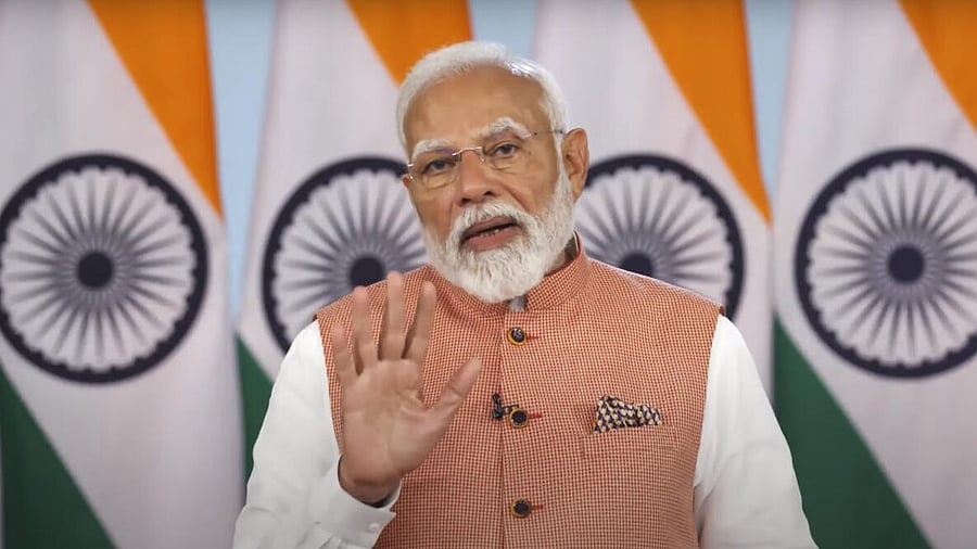 <div class="paragraphs"><p>Prime Minister Narendra Modi delivers his remarks via video conferencing during inauguration of India Energy Week</p></div>