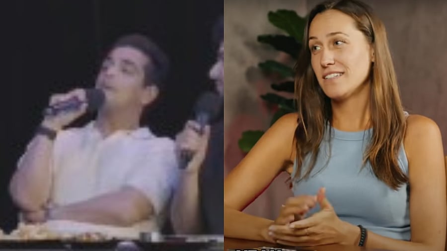 <div class="paragraphs"><p>A still from the video of Ranveer Allahbadia asking his inappropriate question and a still from the OG Crew video from where he likely got his 'joke'.</p></div>