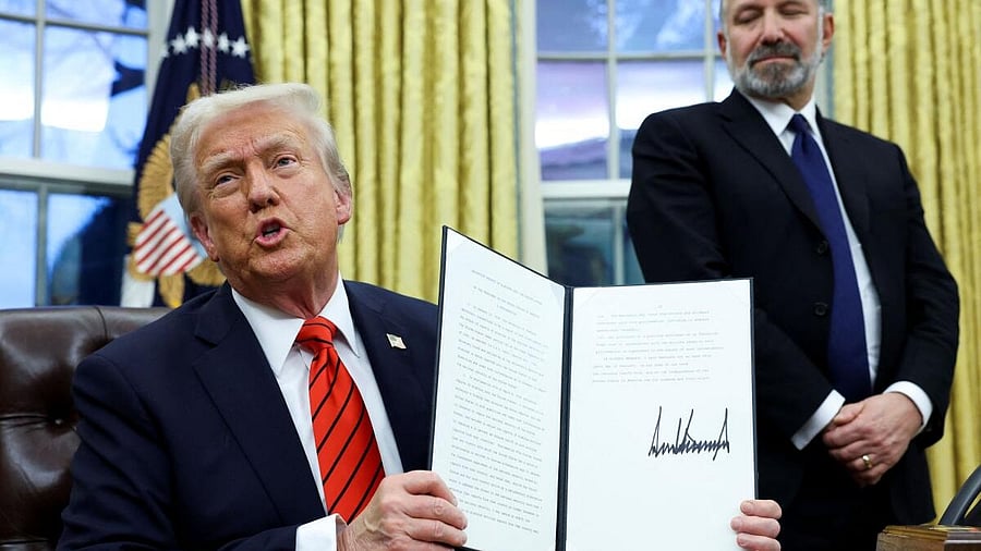 <div class="paragraphs"><p>US President Donald Trump holds a signed executive order on tariffs on aluminum imports in the Oval Office of the White House in Washington. (Image for representation) </p></div>