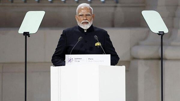 <div class="paragraphs"><p>Indian Prime Minister Narendra Modi delivers a speech during the plenary session of the Artificial Intelligence (AI) Action Summit at the Grand Palais in Paris.</p></div>