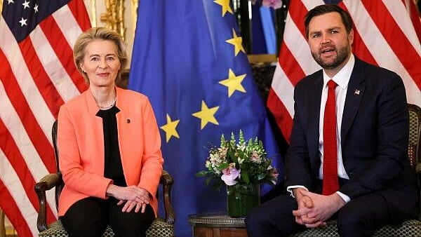 <div class="paragraphs"><p>US Vice President JD Vance attends a bilateral meeting with European Commission President Ursula von der Leyen and EU High Representative for Foreign Affairs and Security Policy Kaja Kallas at the residence of the US Ambassador in Paris, France. </p></div>
