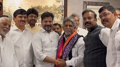 <div class="paragraphs"><p>Manda Krishna Madiga with&nbsp;Telangana Chief Minister A Revanth Reddy.&nbsp;</p></div>
