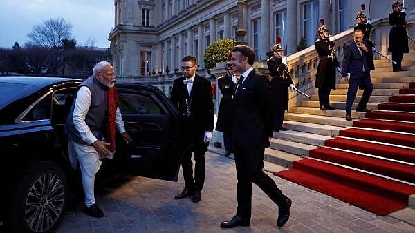 <div class="paragraphs"><p>French president Macron seen here with PM Modi on the sidelines of the Artificial Intelligence (AI) Action Summit in Paris</p></div>