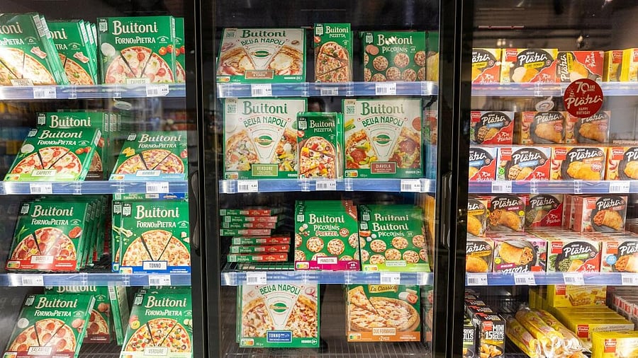 <div class="paragraphs"><p>Boxes of Buitoni frozen pizzas, part of food giant Nestle's portfolio, are seen at the company’s headquarters in Vevey, Switzerland.</p></div>
