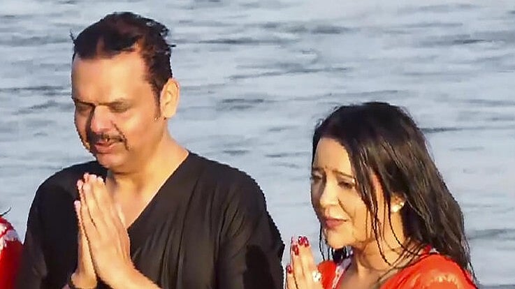<div class="paragraphs"><p>Maharashtra Chief Minister Devendra Fadnavis after taking a holy dip with family at Sangam during the ongoing ‘Maha Kumbh Mela’ festival, in Prayagraj, Uttar Pradesh, Friday, Feb. 14, 2025.</p></div>