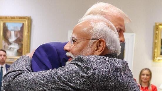 <div class="paragraphs"><p>Prime Minister Narendra Modi being greeted by US President Donald Trump at the White House, in Washington.</p></div>